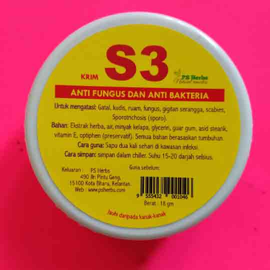 Cream S3 - ubat psherbs untuk merawat penyakit kulit haiwan dan manusia.