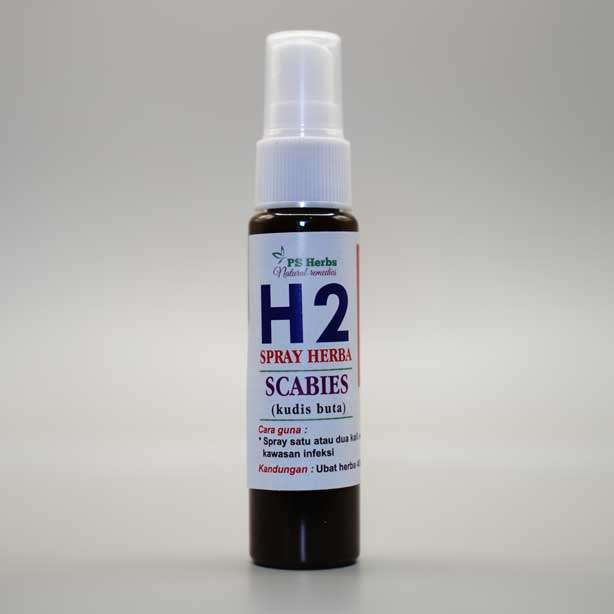 ubat kudis buta sptay H2 mujarab untuk merawat penyakit scabies. cara guna mudah sahaja. Spray dua kali sehari