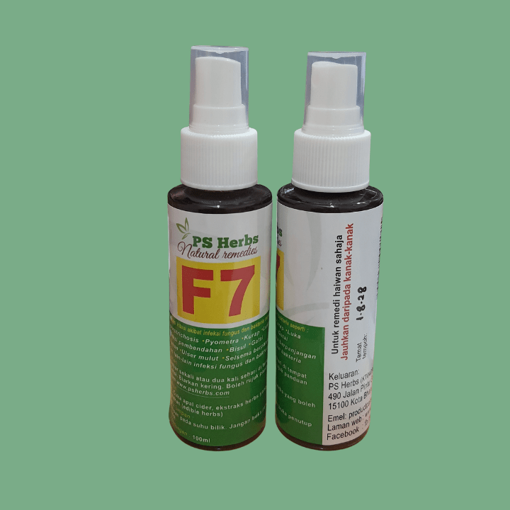 Spray F7 dibuat daripada 100% herba untuk merawat pelbagai penyakit haiwan